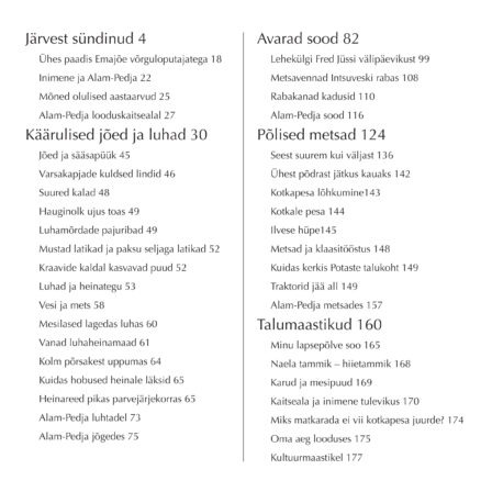 Alam-Pedja raamatu sisukord